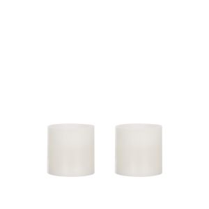 Emporium Small Pillar LED Candles 2pcs Set White 7.5x7.5x7.5cm