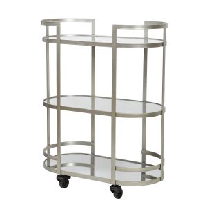 Society Home Arden Drinks Trolley Antique Silver 64x84.5cm