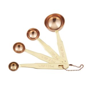 Academy Copper Plated Measurng Spoons w Brass Handles Set/4 Brass/Copper 1/4 Tsp/1/2 Tsp/1 Tsp/1 Tbsp
