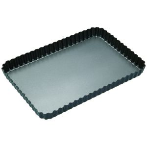 MasterPro Non-Stick Loose Base Fluted Rectangular Flan/Quiche Tin Black 32x22x3cm