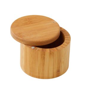 MasterPro Bamboo Round Salt Box Natural 9x9x7cm