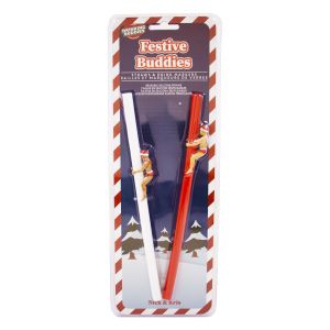 NPW Festive Buddies Straws 2pcs Set Multi-Coloured 11.9x1.7x16.7cm