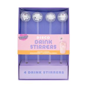 NPW Disco Drink Stirrers 4pcs Set Silver 14.7x3.8x21.3cm