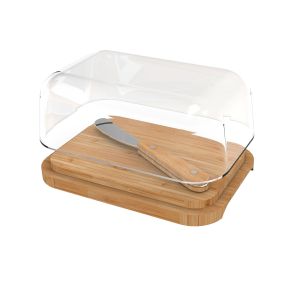 Pebbly Glass Butterdish & Spreader 2-Pce Set Natural Butterdish 16.5x12x8.5cm/Knife 14.5cm