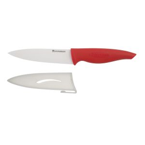 Savannah Ceramic Prep Knife & Sheath White/Red 13cm Blade/25x4x2cm