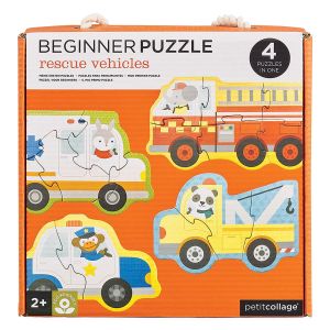 Petit Collage Rescue Vehicles Beginner Puzzle Orange 21x21x3.2cm