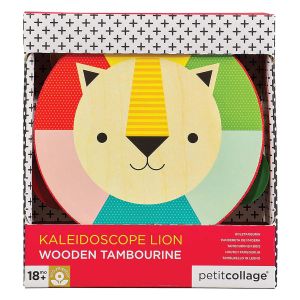 Petit Collage Kaleidoscope Lion Wooden Tambourine Multi-Coloured 15.3x15.9x4.5cm