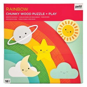 Petit Collage Rainbow On the Go Wood Puzzle & Play Multi-Coloured 21x21x1.8cm