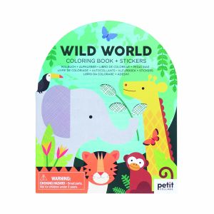 Petit Collage Colouring Book with Sticker - Wild World Multi-Coloured 15.2x3.2x22.9cm