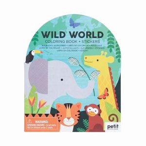 Petit Collage Colouring Book with Sticker - Wild World Multi-Coloured 15.2x3.2x22.9cm