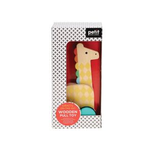 Petit Collage Giraffe On-the-Go Wooden Pull Toy Multi-Coloured 10.5x5.7x21.5cm