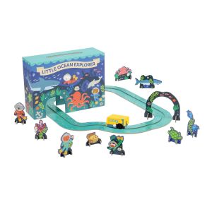 Petit Collage Wind-Up and Go Playset - Ocean Multi-Coloured 19.6x6x14cm