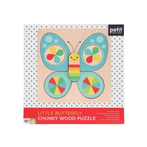 PETIT COLLAGE Chunky Wood Puzzle - Little Butterfly Multi-Coloured 20.5x2x20.5cm