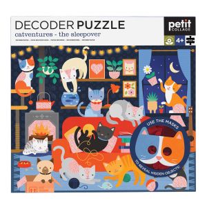 Petit Collage Decoder Puzzle-Catventures-The Sleepover Blue 47x38x0.03cm
