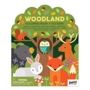 Petit Collage Colouring Book with Sticker-Woodland Animals Green 17x1x20cm