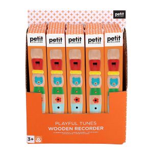 Petit Collage Playful Tunes Wooden Recorder CDU/10pcs Multi-Coloured 3x3x19cm