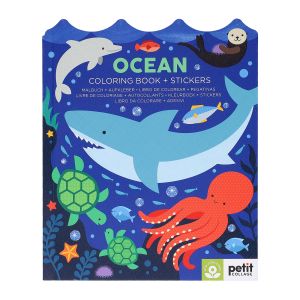 Petit Collage Colouring Book with Stickers - Ocean Multi-Coloured 17x1x20cm