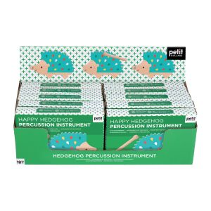 Petit Collage Happy Hedgehog Percussion Instrument CDU 10pcs Green 14x1x8cm