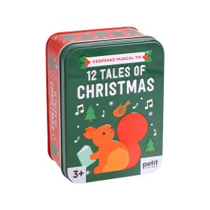 Petit Collage 12 Tales of Christmas Keepsake Musical Tin Green 8x18x12cm