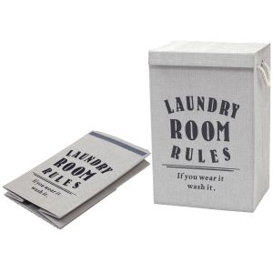 Emporium Laundry Room Rules Hamper Light Grey 40x60cm
