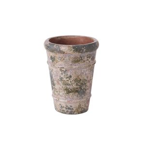 Rogue Distressed Two Tone Cement Vessel Green/Taupe/Rust 16x16x20cm