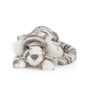 Jellycat Sacha Snow Tiger Little Grey & White L8xW29xH8cm
