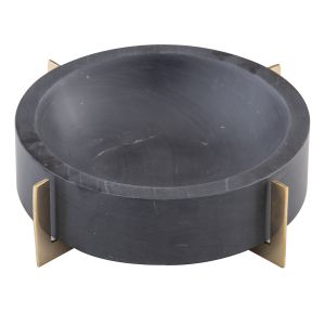 Amalfi Luxuria Deco Bowl On Stand Black/Antique Brass 20x20x5cm