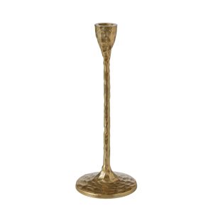 Society Home Leopard Beaten Metal Candle Holder Gold 10x10x27cm