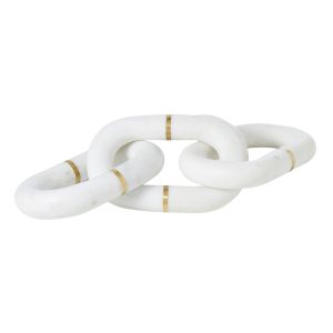 Society Home Marble Chain Sculpture with Brass Inlay White/Brass 36x10x10cm