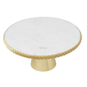 Society Home Marble Footed Platter with Gold Detailing White/Gold 31x31x14cm