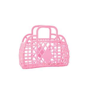 SUN JELLIES Retro Basket Bubblegum Pink - Mini Pink 15x6x13cm
