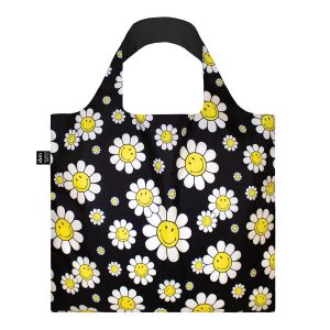 LOQI Smiley Flowers Bag Black 50x42cm