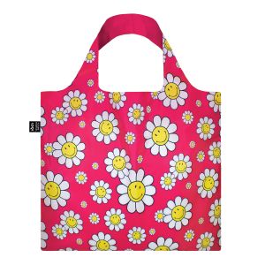 LOQI Smiley Flowers Bag Raspberry 50x42cm