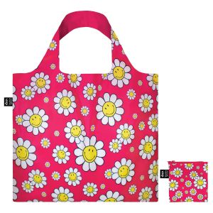 LOQI Smiley Flowers Bag Raspberry 50x42cm