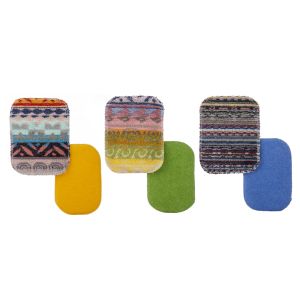 EuroScrubby Scrubby & Sponge Set 2pce Asst Designs Multi Scrubby 16x12x0.3cm/Sponge 15x12x0.5cm