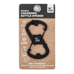 W+W Double Carabiner Bottle Opener Black 8x4.5x0.3cm