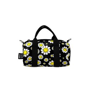LOQI Smiley Flowers Small Weekender Black 30x15x15cm