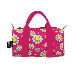 LOQI Smiley Flowers Small Weekender Raspberry 20x10x10cm