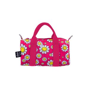LOQI Smiley Flowers Small Weekender Raspberry 20x10x10cm