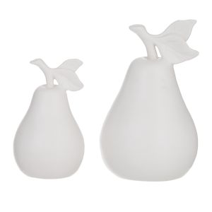 Emporium Pear Sculpture 2pcs Set White 11x11x18/8x8x13cm