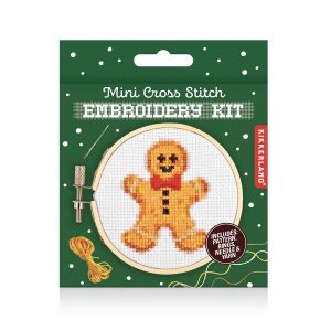 Kikkerland Mini Cross Stitch Kit Gingerbread Black 9x1.5x10cm