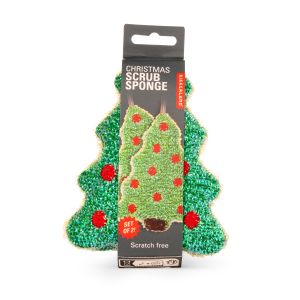 Kikkerland Christmas Tree Scrub Sponge 2pcs Set Black 10x4x14cm