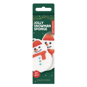 Kikkerland Snowman Scrub Sponge 2pcs Set Black 10x4x14cm