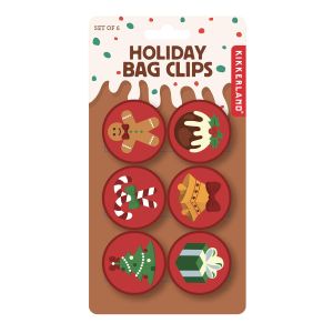 Kikkerland Christmas Staples Bag Clips 6pcs Set Black 4.5x4x3cm