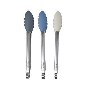 Zeal Cosy Silicone Tongs 3 Asst Colours Cream/Charcoal/Dark Blue 28x3x4cm