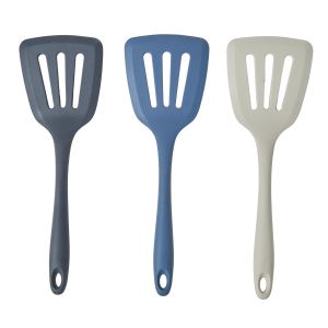 Zeal Cosy Silicone Slotted Turner 3 Asst Colours Cream/Charcoal/Dark Blue 30x10x2cm