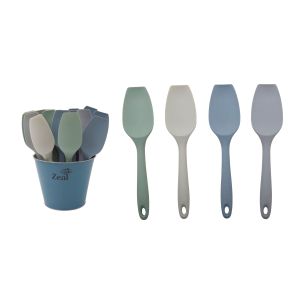 Zeal Classic Silicone Spatula Spoon 4 Asst Colours 5 Green/5 Cream/5 Pale Blue/5 Grey 26x6x2cm