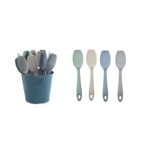 Zeal Classic Mini Silicone Spatula Spoon 4 Asst Colours 5 Green/5 Cream/5 Pale Blue/5 Grey 20x4x2cm