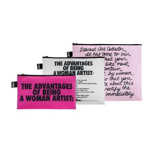 LOQI Guerrilla Girls Zip Pockets Set of 3 Pink Large 32x1x25cm Medium 27x1x20cm Small 23x1x13cm
