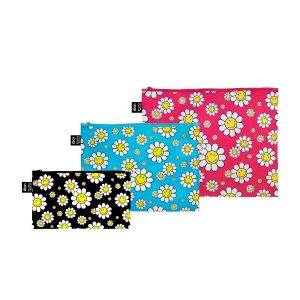LOQI Smiley Flowers Zip Pockets 3pcs Set Multi-Coloured